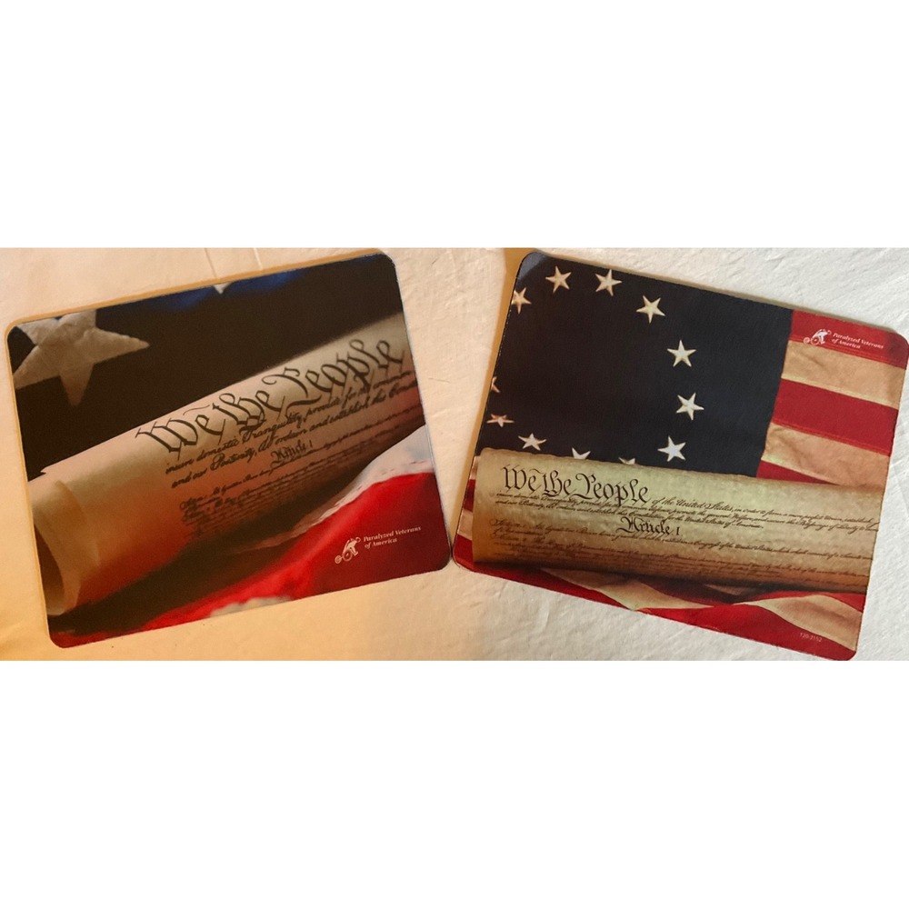 TWO 2 PATRIOTIC MOUSE PADS DESK MAT HISTORIC AMERICAN SYMBOLS 8.5"x7"